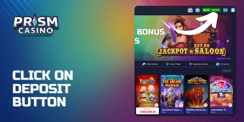 Click on deposit button